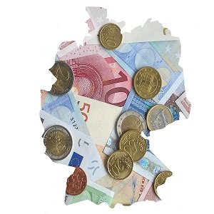 Umrisskarte von Deutschland mit Geldtextur